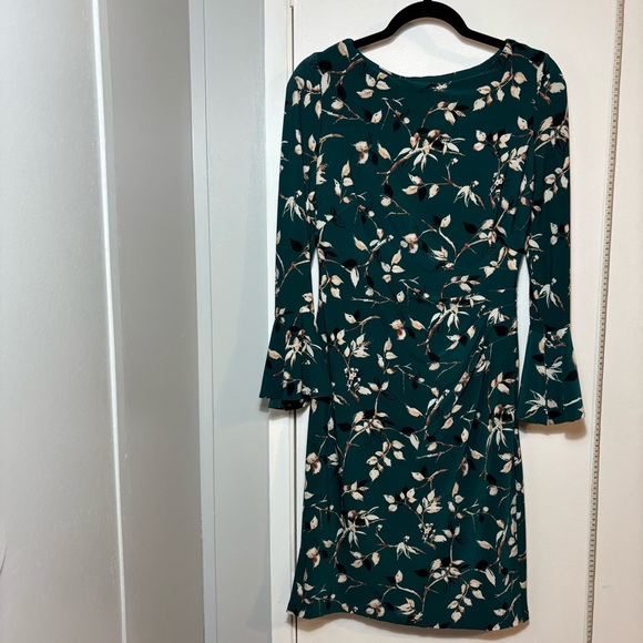 Ralph Lauren Green Floral Long Sleeve Dress - Picture 1 of 5
